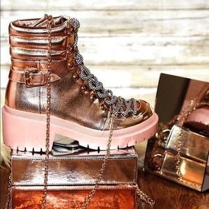 Rose Gold Combat Boots